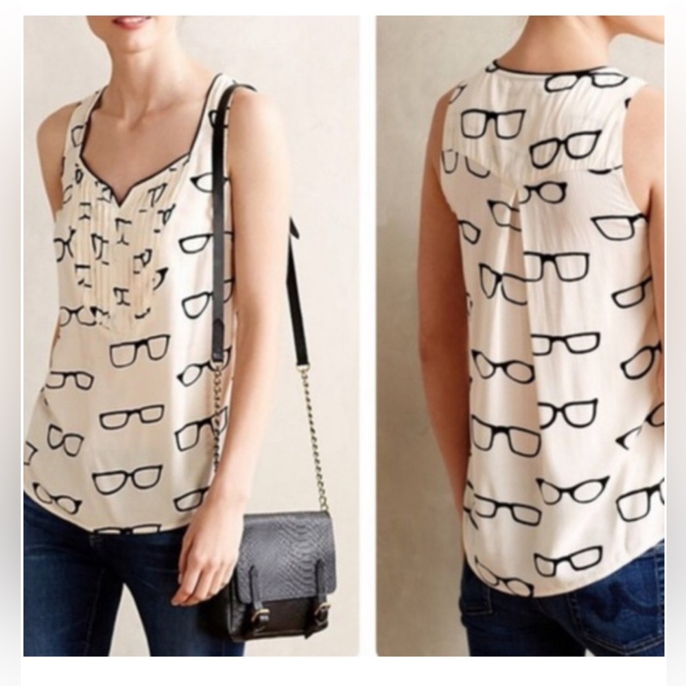 Anthropologie Maeve Irvory Glasses Tank Top